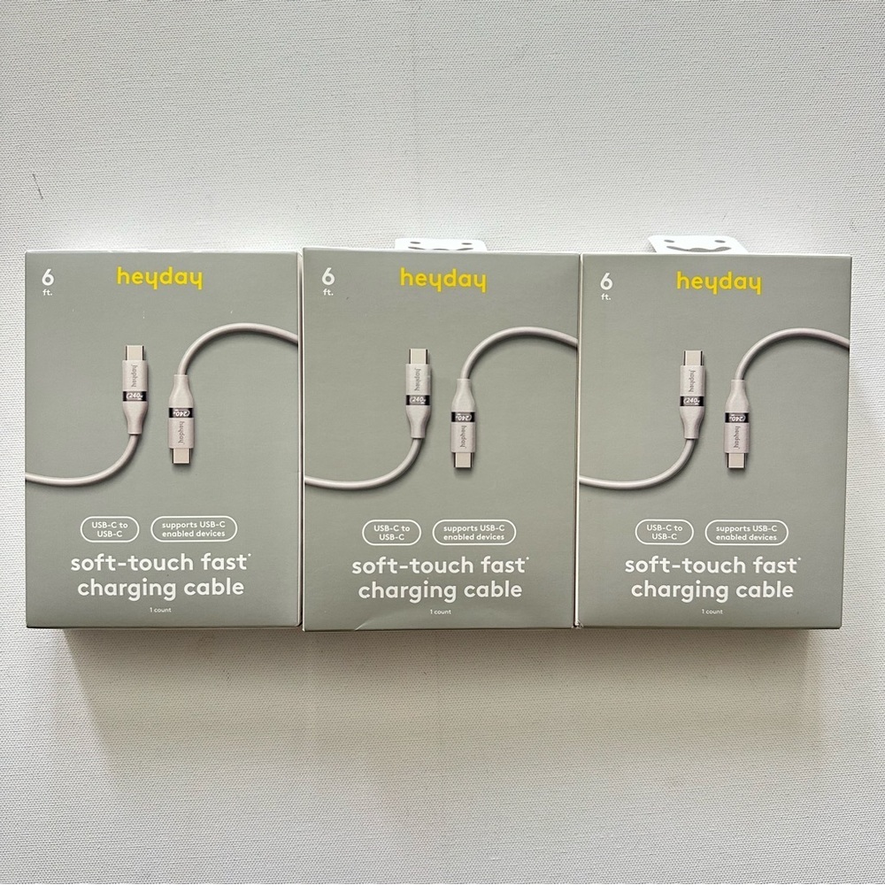 Heyday Soft-Touch USB-C Cable - 3 Pack